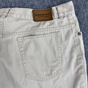 Lauren Jeans Co Ralph Lauren Cropped Pants Women 14 Beige High Rise Cotton Twill